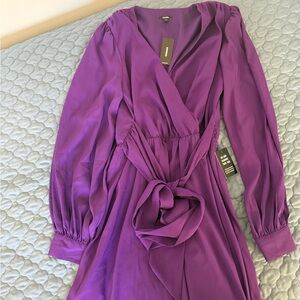 Express Vibrant Purple Long Sleeve Dress